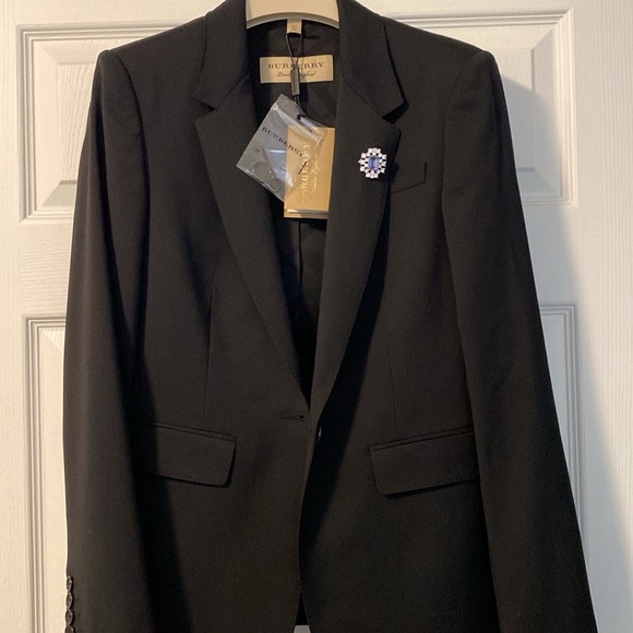 NWT BURBERRY CLASSIC FITTED CHECK LINED 100% WOOL BLAZER BROOCH NOT INCLUDED - Picture 3 of 11